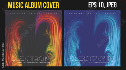 Music Album Cover for the Web Presentation. Colorful Vector Background. Abstract postcard set. Posters Template. Vinyl and CD DVD artwork design. Square flyers, banners, brochure, book. Music Single	