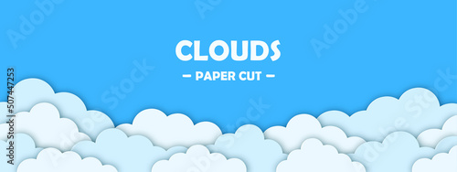 Clouds set. Paper cut. Origami style. Vector illustration