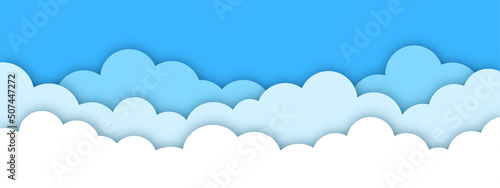 Clouds set. Paper cut. Origami style. Vector illustration