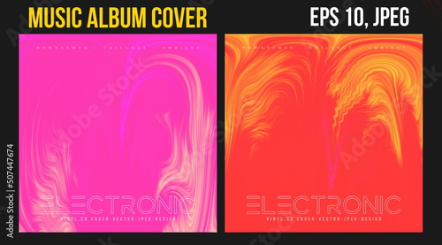 Music Album Cover for the Web Presentation. Colorful Vector Background. Abstract postcard set. Posters Template. Vinyl and CD DVD artwork design. Square flyers, banners, brochure, book. Music Single	