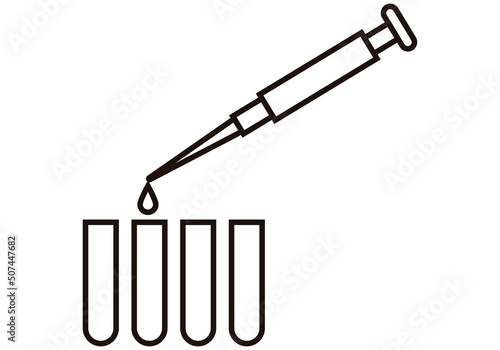 Icono negro de gotero y probetas de laboratorio.