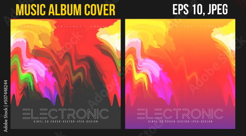 Music Album Cover for the Web Presentation. Colorful Vector Background. Abstract postcard set. Posters Template. Vinyl and CD DVD artwork design. Square flyers, banners, brochure, book. Music Single	