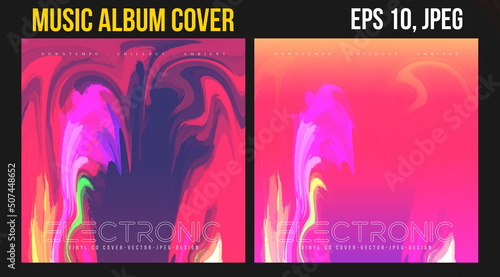 Music Album Cover for the Web Presentation. Colorful Vector Background. Abstract postcard set. Posters Template. Vinyl and CD DVD artwork design. Square flyers, banners, brochure, book. Music Single	