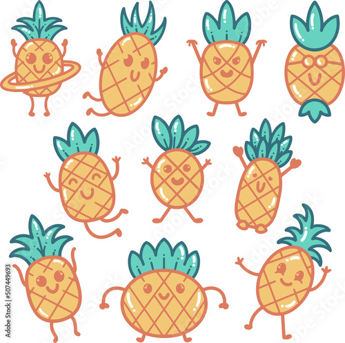 Pineapple Cartoon Doodle Illustration