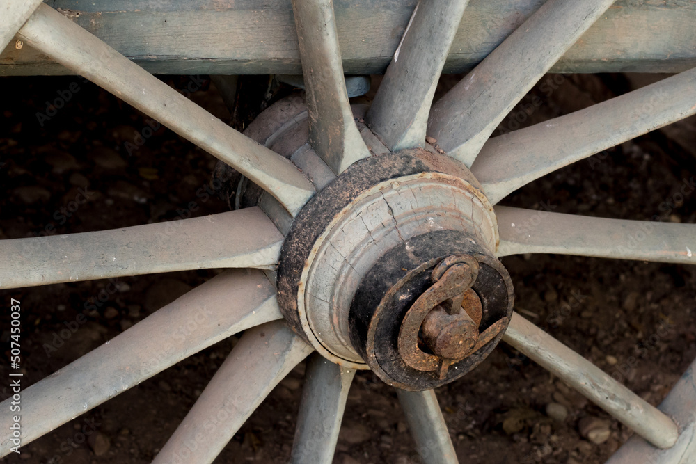 production of a historical old wooden wheel  CARRIAGE WHEEL