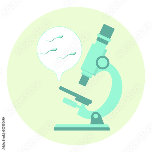 In vitro fertilization. Semen examination under a microscope. Consideration of sperm activity under the microscope