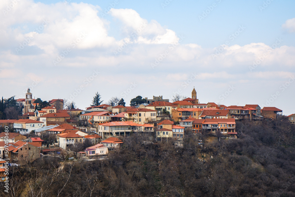 Obraz premium View of Sighnaghi town in Kaheti region of Georgia.