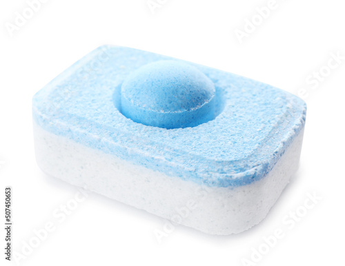 One water softener tablet isolated on white