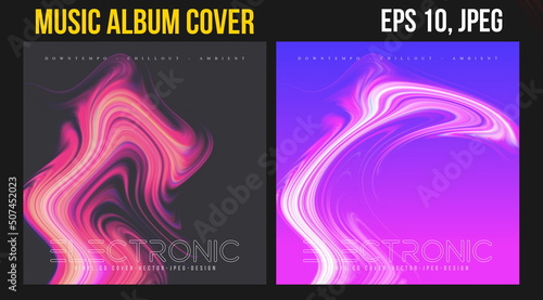 Music Album Cover for the Web Presentation. Colorful Vector Background. Abstract postcard set. Posters Template. Vinyl and CD DVD artwork design. Square flyers, banners, brochure, book. Music Single	