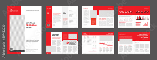 Proposal Cover + 12 pages of persuasive and editable multipurpose layout with profile, charts, timeline, case study template. Perfect for every company categories.