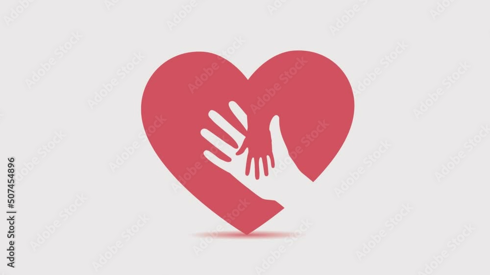 Red heart with hand embrace Red heart with hand embrace