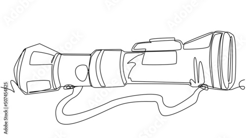 MANPADS one line on a white background. Abstract illustration of a weapon that shoots down planes and tanks. A symbol of rebellion and resistance in modern war. Stock vector image.