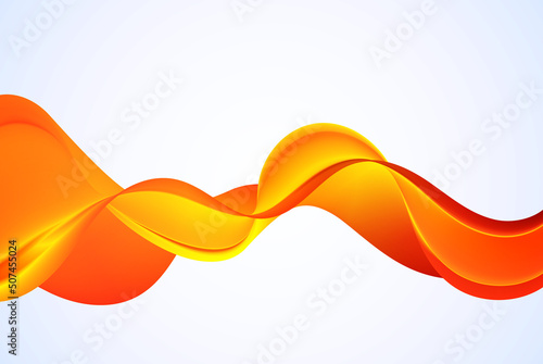Orange wavy wave flow on abstract background. Horizontal orange wave design