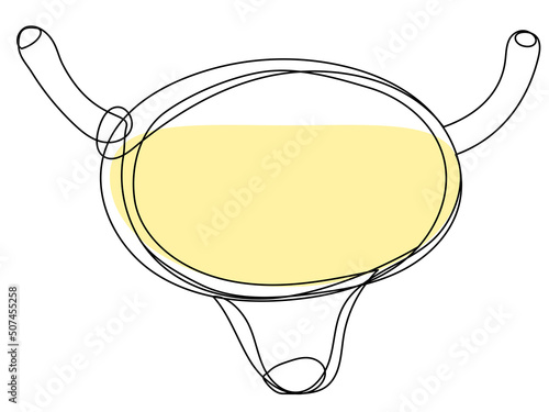Bladder in one line on a white background. Human internal organ concept. Stock vector image.