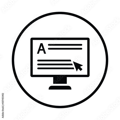 Article, news, blog, online icon. Black vector graphics.