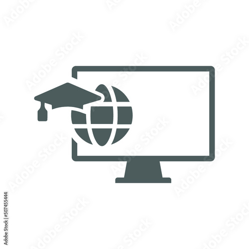Distance, learning icon. Gray vector Illustration.