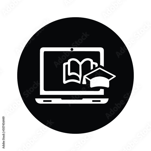 Online, courses icon. Black vector Illustration.