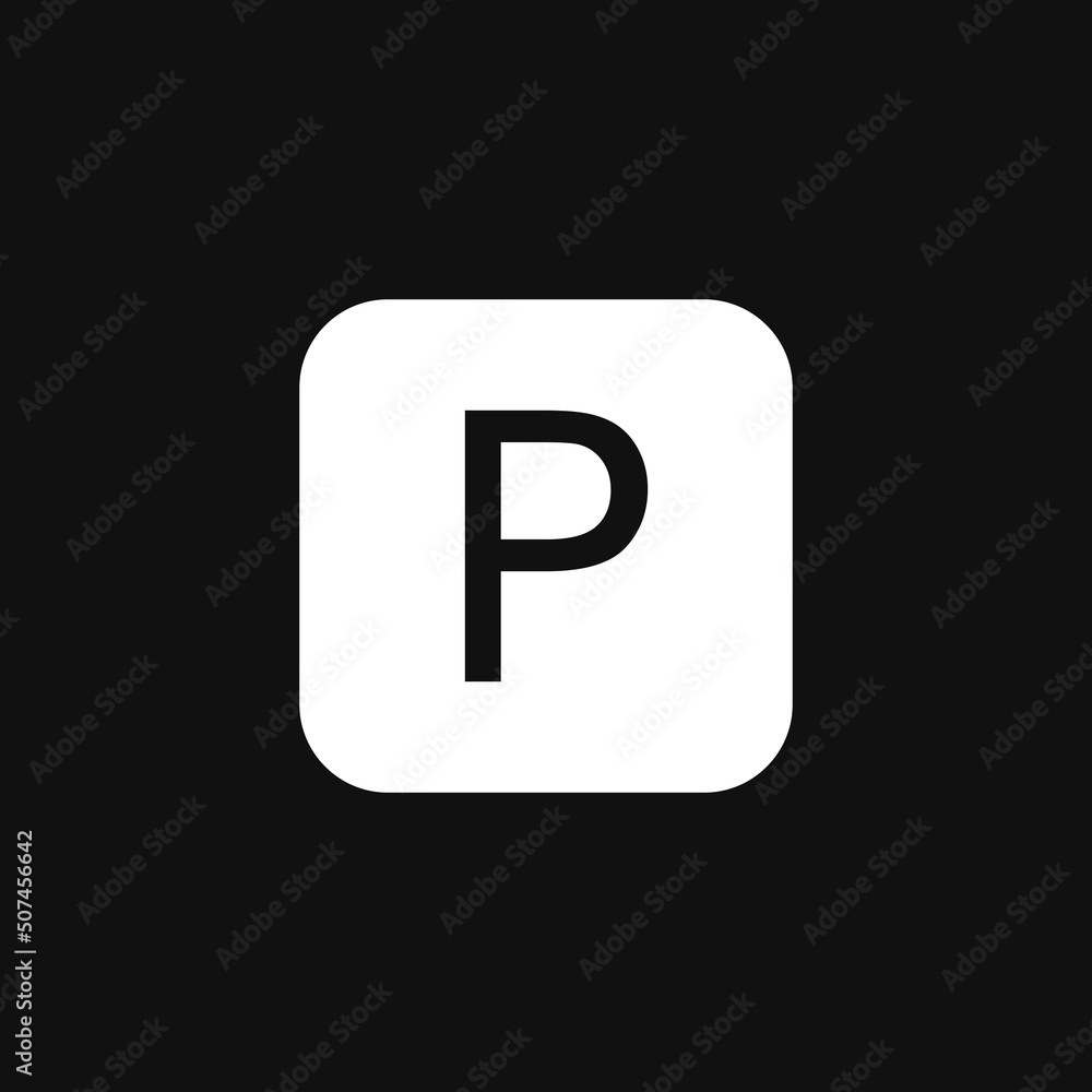 Parking sign icon on grey background
