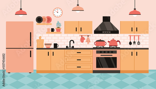 Flat Interior Design Of A Kitchen