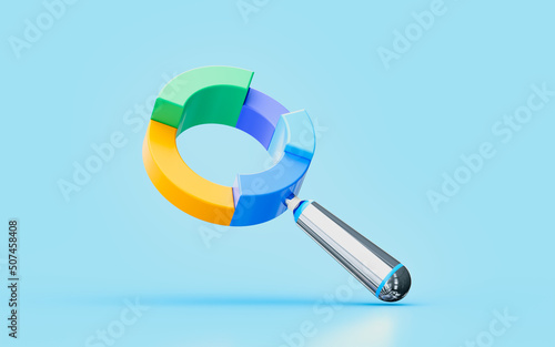 magnify glass chart 3d illustration business strategy data analyze marketing profitable investment