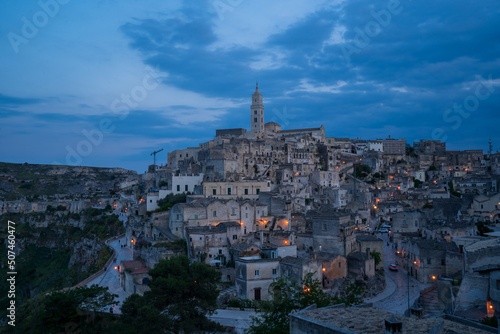 spectacular view of Matera at night