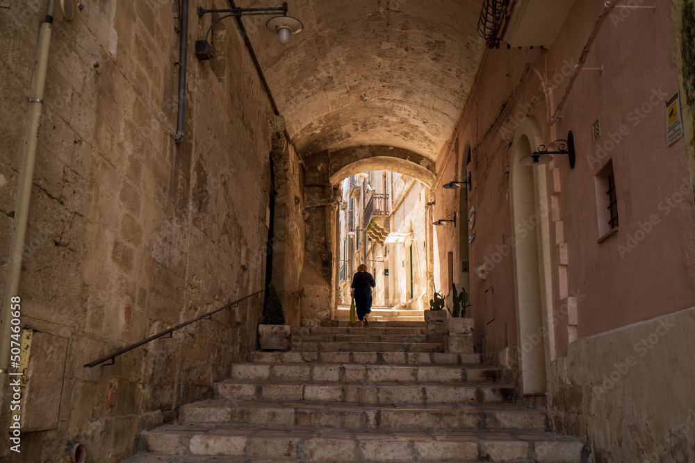 narrow street view in Matera
