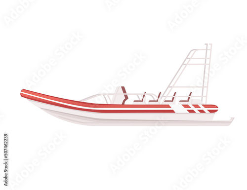 Wooden boat with gas engine vector illustration on white background