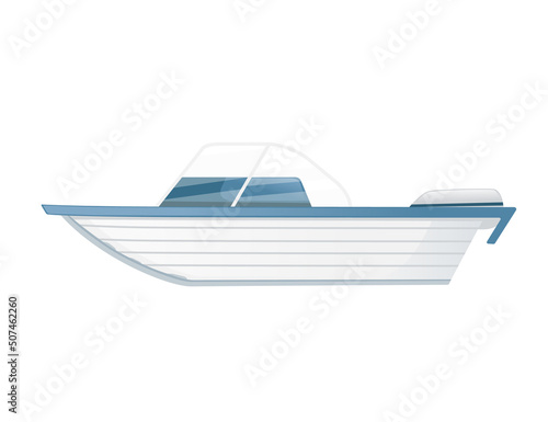 Wooden boat with gas engine vector illustration on white background