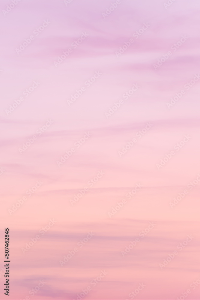 Vertical ratio size of sunset background. sky with soft and blur pastel colored clouds. gradient cloud on the beach resort. nature. sunrise.  peaceful morning. Instagram toned style - obrazy, fototapety, plakaty 