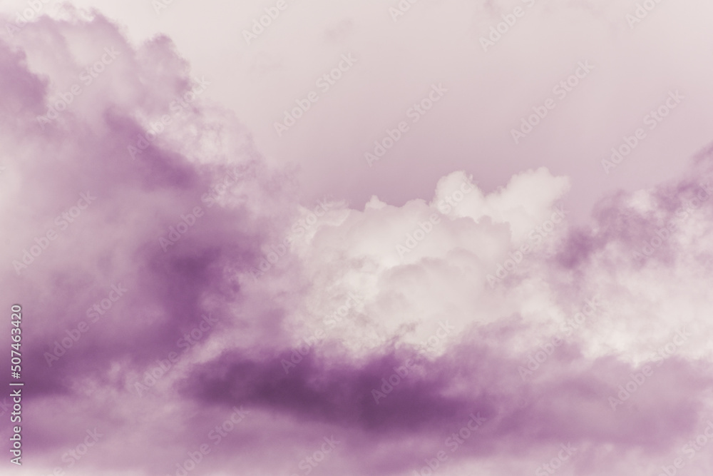 Fototapeta premium Twilight sky with effect of light pastel pink colors. Colorful sunset of soft clouds.