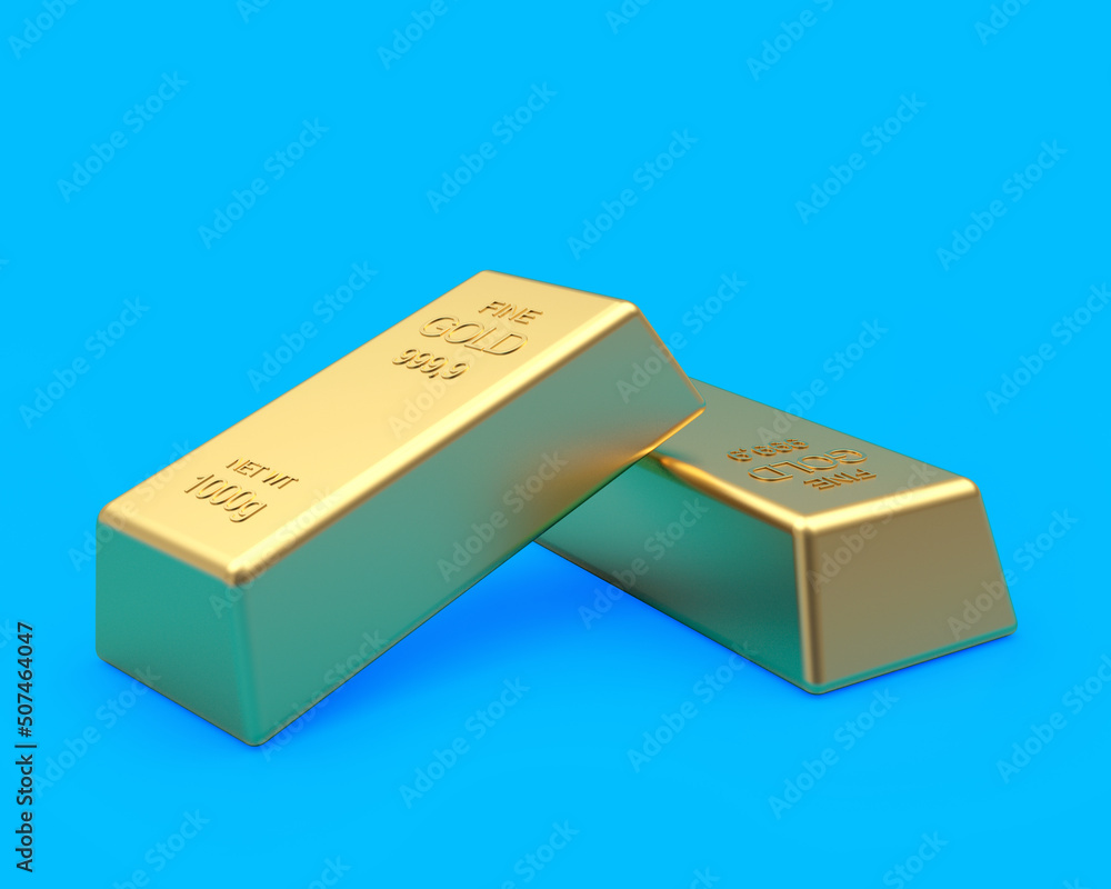 Gold bars on a blue background. 3d illustration Gold bars on a blue background. 3d illustration