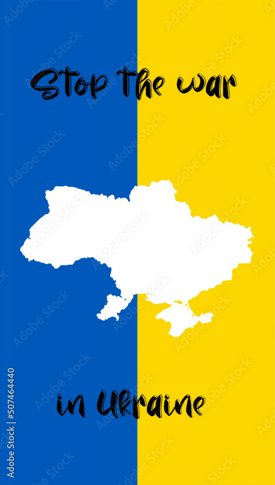 Obraz premium stop the war ukraine flag and map