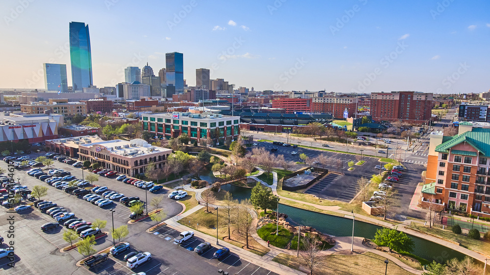 Aerial of Oklahoma City skyline from distance Stock Photo | Adobe Stock
