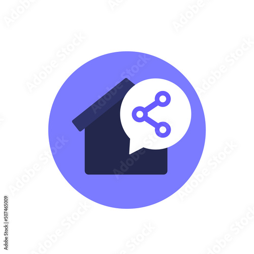 house share icon, flat vector design photo