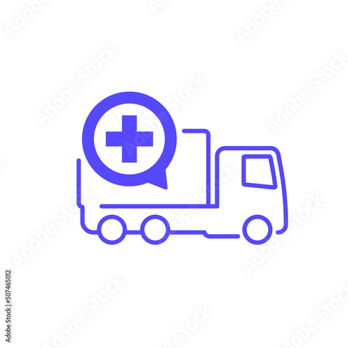 humanitarian aid icon with a truck, vector