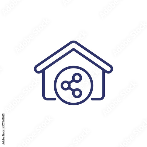 House share line icon on white
