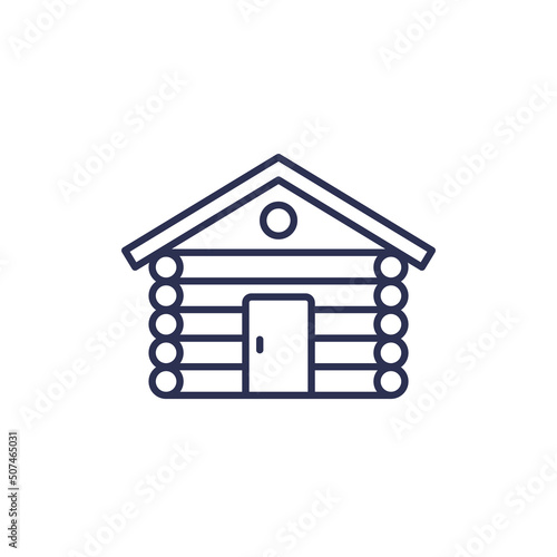 Obraz na płótnie log cabin icon, wooden hut line vector