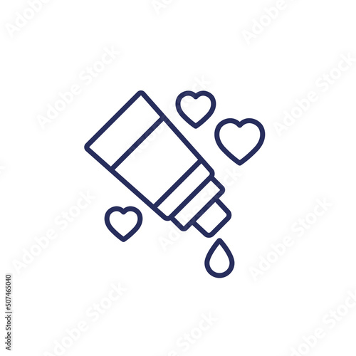 lubricant icon, sex lube or intimate gel line vector