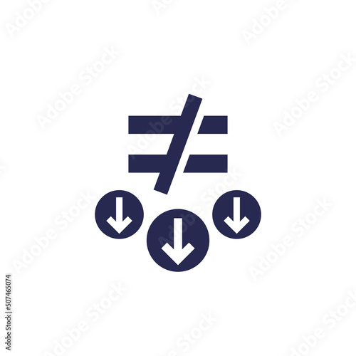 Reduced inequality icon, vector sign on white