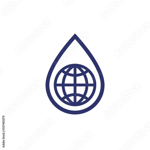 water drop icon with a globe