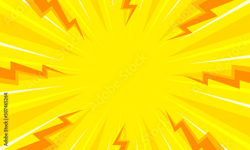 Comic cartoon yellow background with thunder