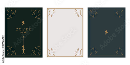 Vintage, old, esoteric ornamental covers, papers and frames isolated on white background