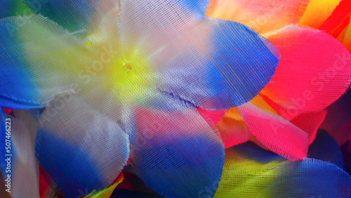 Foto fragment of a bright lei for a Hawaiian party