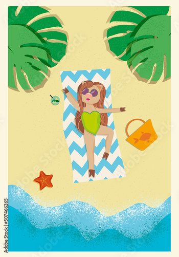 piggy in sunglasses sunbathing on the beach