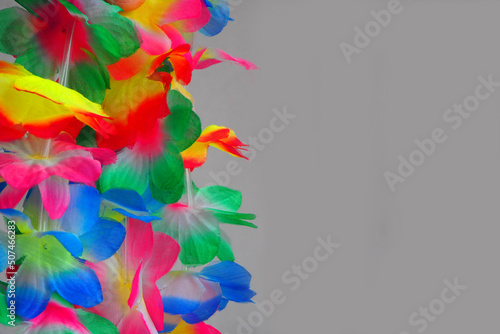 Konstfotografi fragment of a bright lei for a Hawaiian party