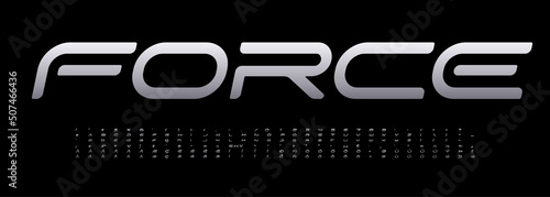 Force font, wide Latin alphabet for sport or futurism headline, title and logo. Vector typography design