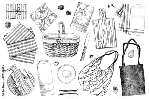 Hand drawn Baking bread accessories