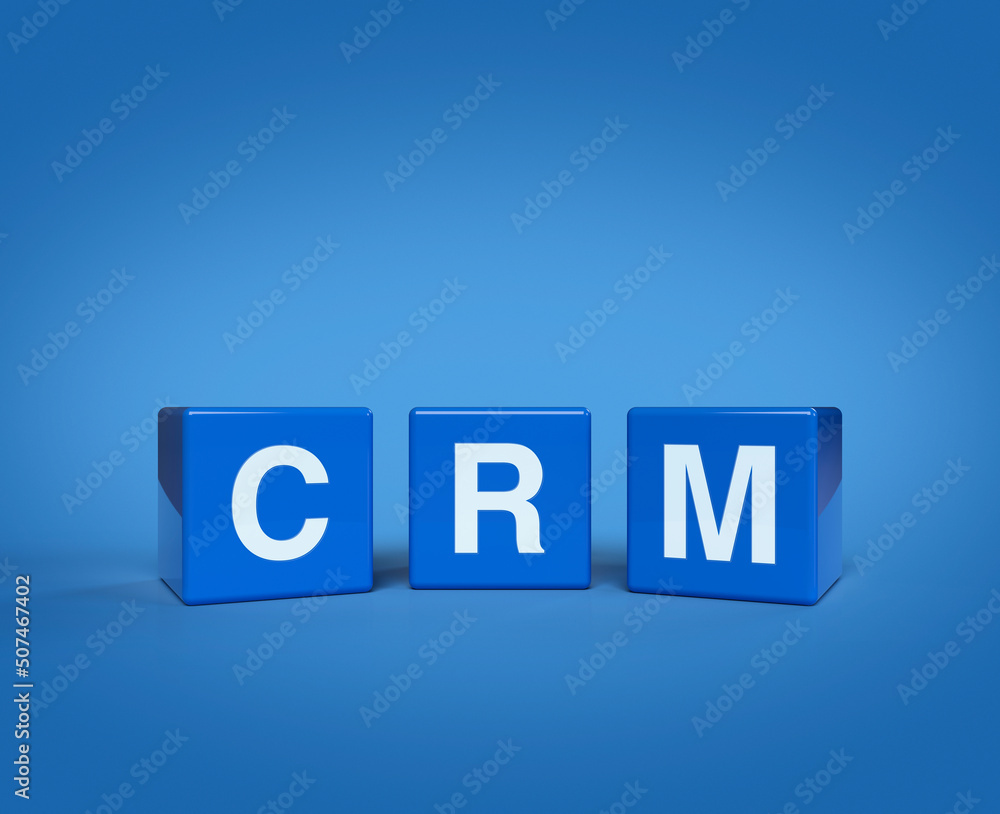 3d rendering, illustration of CRM letter on block cubes on light blue background, Customer Relationship Management concept 3d rendering, illustration of CRM letter on block cubes on light blue background, Customer Relationship Management concept