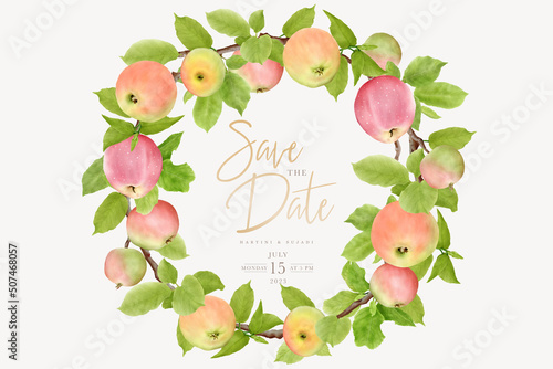hand drawn apple wreath background design