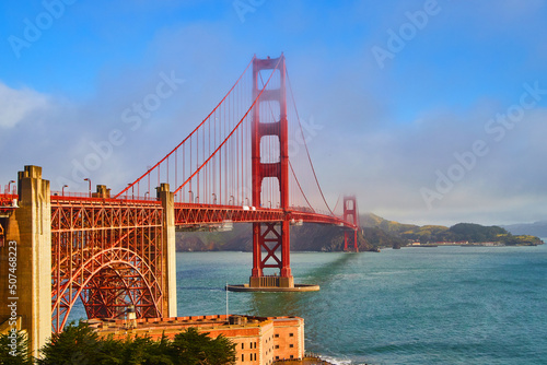 Foggy morning at Golden Gate Bridge in California